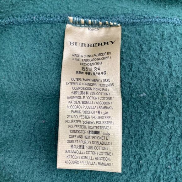 CM0447 Burberry Logo Embroidered Forest Green Cotton Blend Crewneck Sweatshirt - Picture 6 of 8